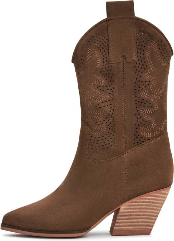 Cesare Gaspari Luxe Suede Cowboy Laarzen Bruin Brown Dames