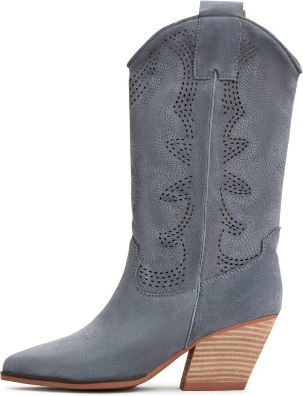 Cesare Gaspari Luxe Suede Cowboy Laarzen Grijs Gray Dames