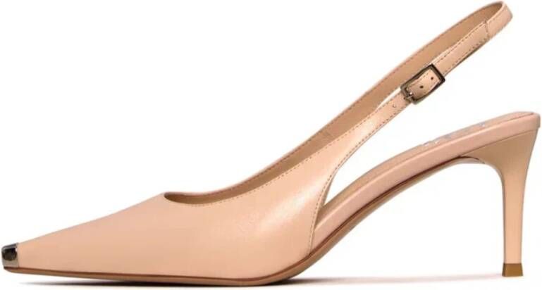 Cesare Gaspari Metal Accent Leather Pumps Beige