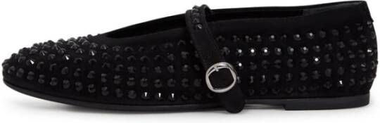 Cesare Gaspari Rhinestones leren ballerina's Zwart