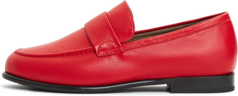 Cesare Gaspari Rode leren blokhak loafers Red Dames