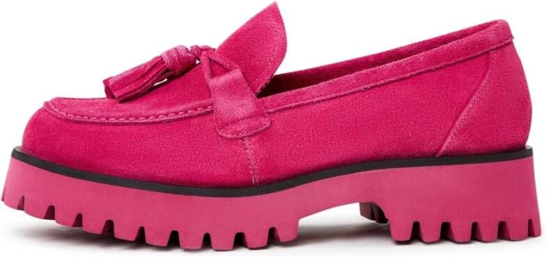 Cesare Gaspari Roze Platform Loafers met Kwast Details Pink Dames