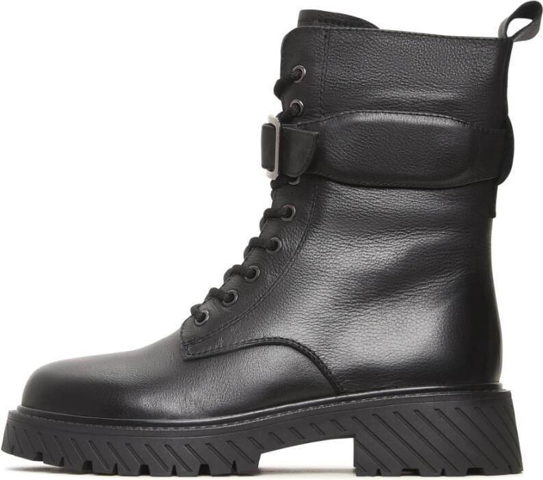 Cesare Gaspari Stevige veterschoenen Betty met wollen binnenzool Zwart