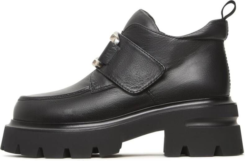 Cesare Gaspari Stoere Dubbele Gesp Leren Loafers Geirr Zwart