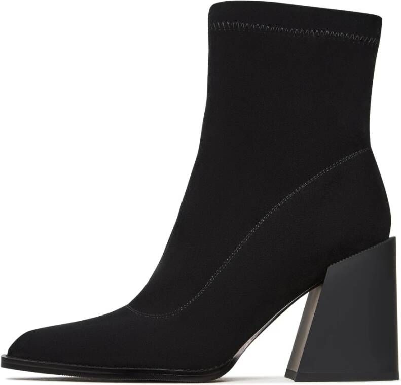 Cesare Gaspari Suede Block Heel Boots Layla Black