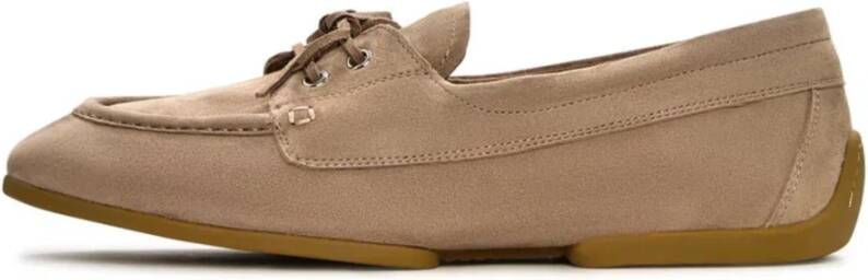 Cesare Gaspari Suede Lace-Up Loafers Beige