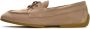 Cesare Gaspari Suede Lace-Up Loafers Beige - Thumbnail 1