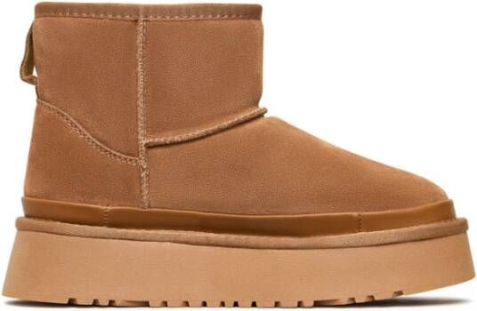 Cesare Gaspari Suede Platform Enkellaarzen Lumi Beige