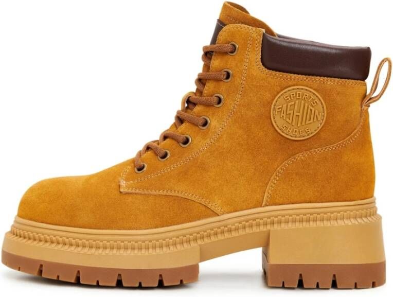 Cesare Gaspari Veterschoenen Enkellaarsjes van Leer Orange Dames