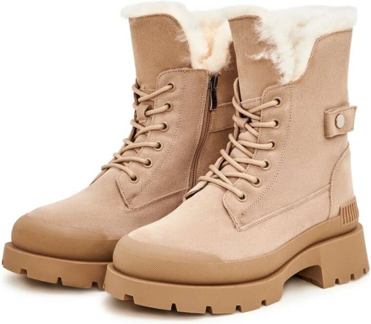 Cesare Gaspari Veterschoenen Enkellaarzen Beige Dames