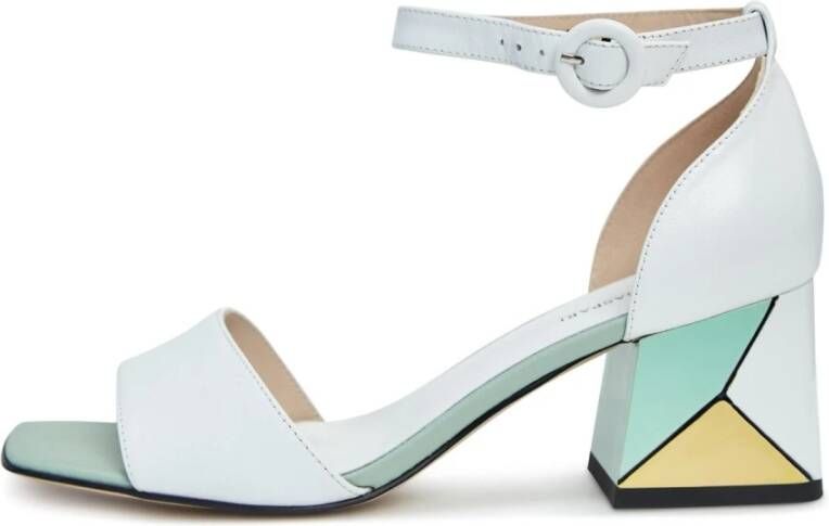 Cesare Gaspari Vierkante Hak Sandalen Wit White Dames