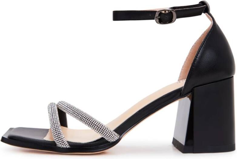 Cesare Gaspari Zwarte Blokhak Sandalen Black Dames