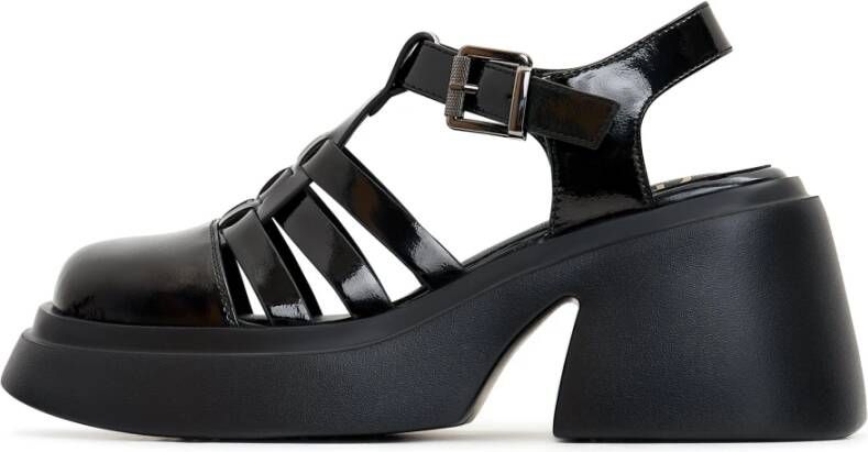 Cesare Gaspari Zwarte Blokhak Sandalen Black Dames