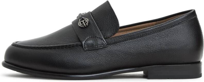 Cesare Gaspari Zwarte Leren Blokhak Loafers Black Dames