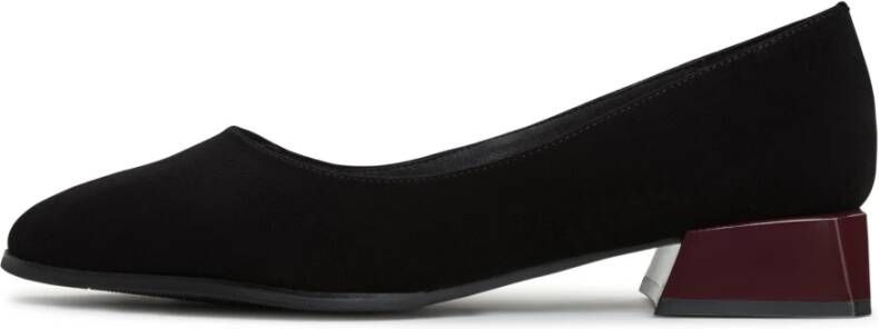 Cesare Gaspari Zwarte Suède Blokhak Ballerina Black Dames