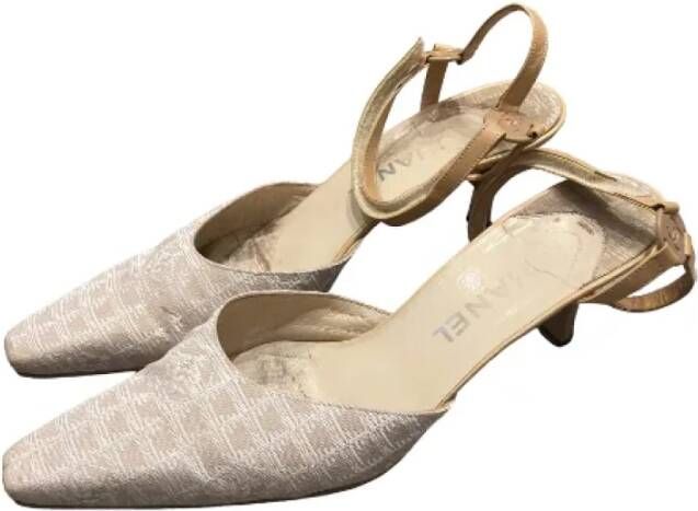 Chanel Vintage Chanel Leren Sandalen Beige Dames