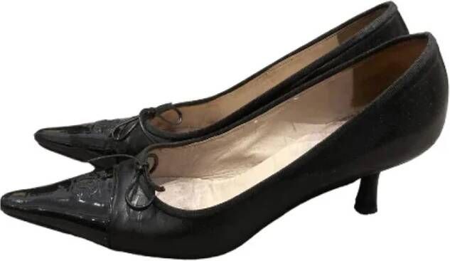 Chanel Vintage Chanel Zwarte Leren Pumps Black Dames