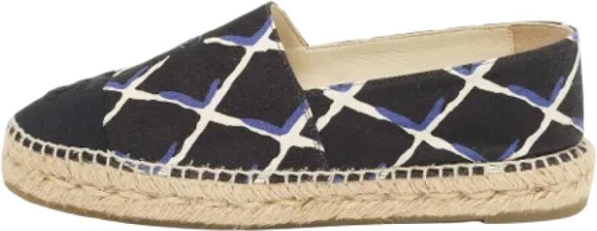Chanel Vintage Pre-owned Canvas flats Black Dames