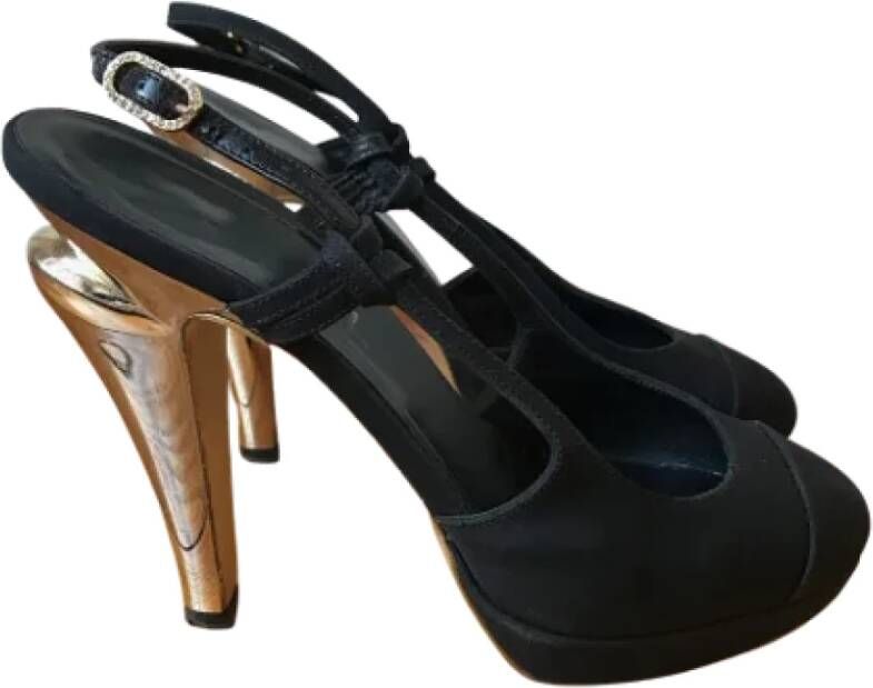 Chanel Vintage Pre-owned Canvas heels Black Dames