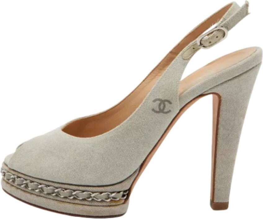 Chanel Vintage Pre-owned Canvas heels Gray Dames