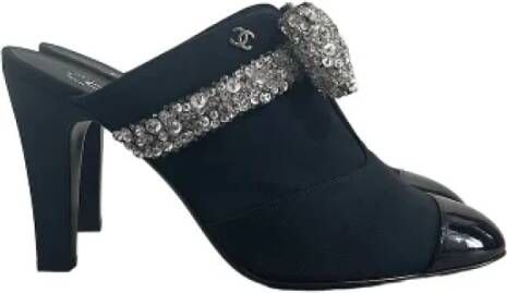Chanel Vintage Pre-owned Canvas mules Black Dames