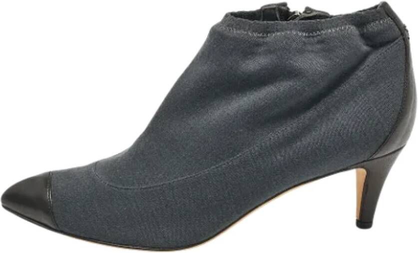 Chanel Vintage Pre-owned Fabric boots Gray Dames