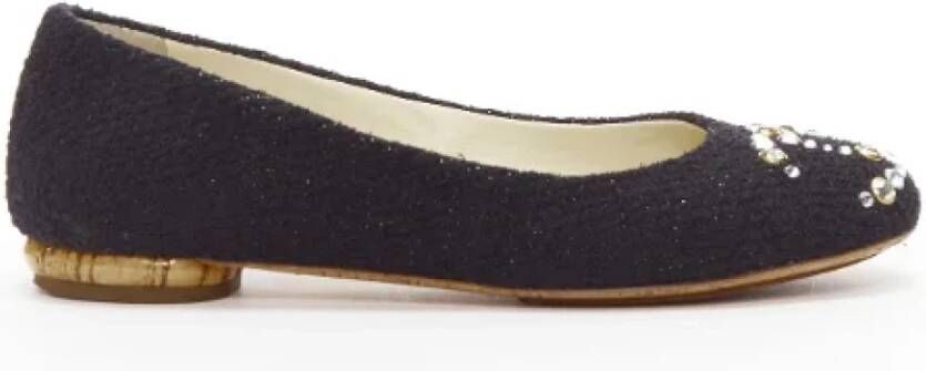 Chanel Vintage Pre-owned Fabric flats Black Dames