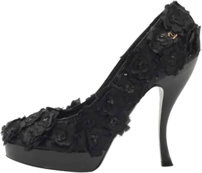 Chanel Vintage Pre-owned Fabric heels Black Dames