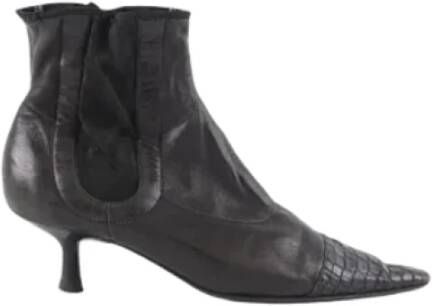 Chanel Vintage Pre-owned Leather boots Black Dames