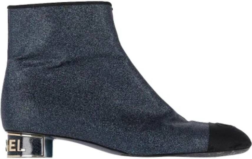 Chanel Vintage Pre-owned Leather boots Blue Dames