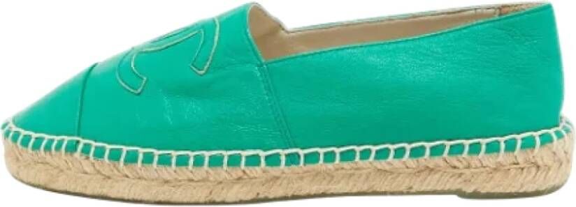 Chanel Vintage Pre-owned Leather espadrilles Green Dames