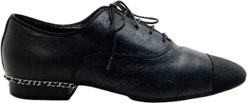 Chanel Vintage Pre-owned Leather flats Black Dames