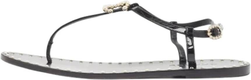 Chanel Vintage Pre-owned Leather flats Black Dames