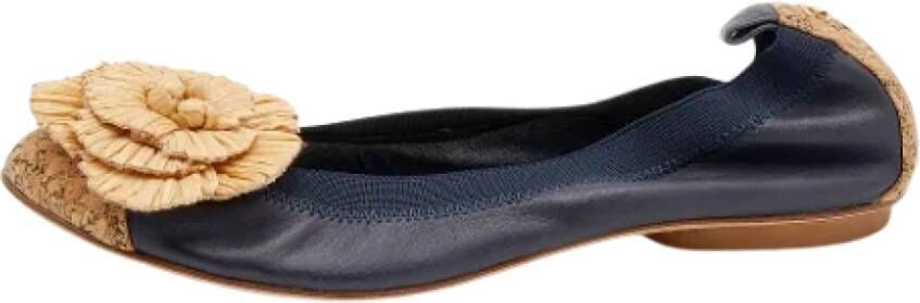 Chanel Vintage Pre-owned Leather flats Blue Dames