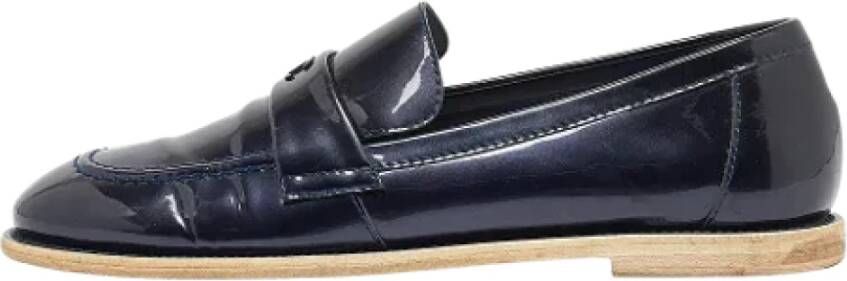 Chanel Vintage Pre-owned Leather flats Blue Dames