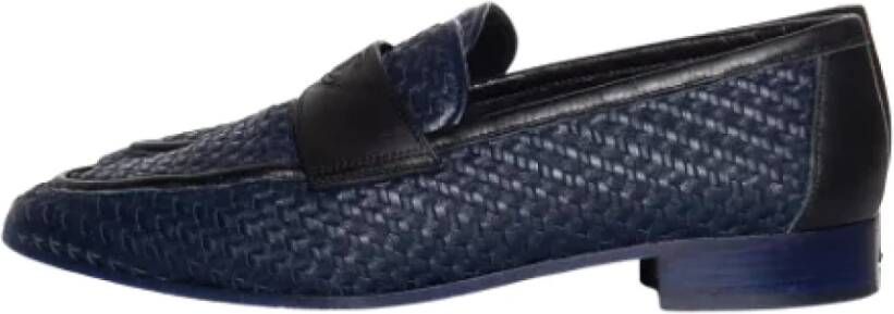Chanel Vintage Pre-owned Leather flats Blue Dames