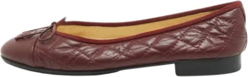 Chanel Vintage Pre-owned Leather flats Brown Dames