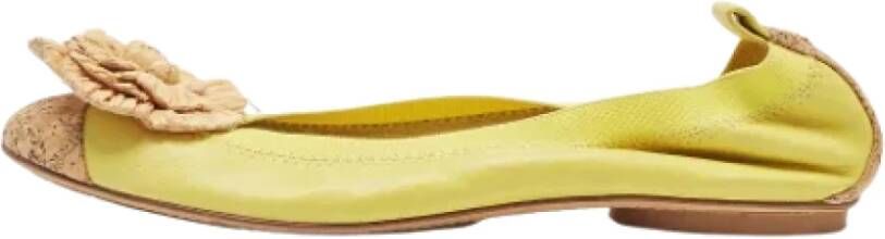 Chanel Vintage Pre-owned Leather flats Green Dames