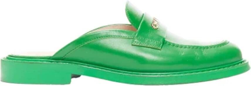 Chanel Vintage Pre-owned Leather flats Green Dames
