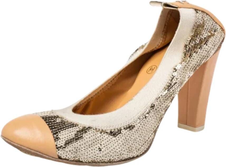 Chanel Vintage Pre-owned Leather heels Beige Dames