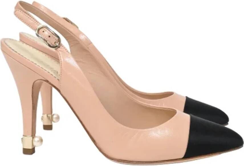 Chanel Vintage Pre-owned Leather heels Beige Dames