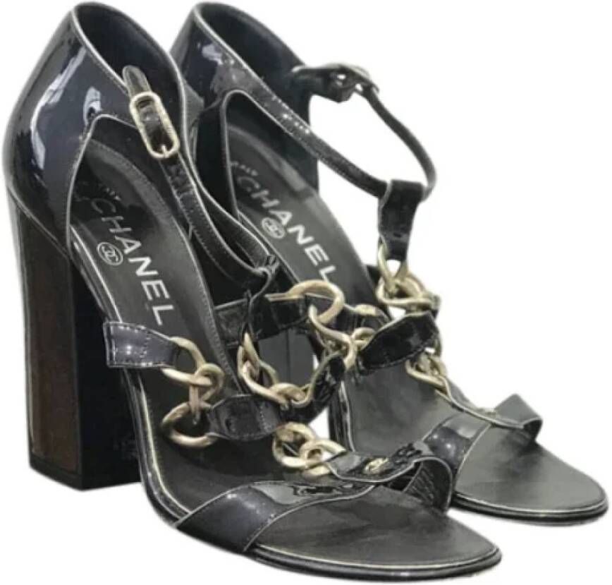 Chanel Vintage Pre-owned Leather sandals Black Dames