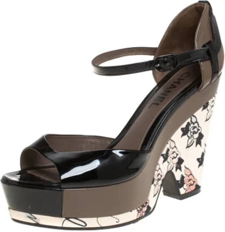 Chanel Vintage Pre-owned Leather sandals Black Dames