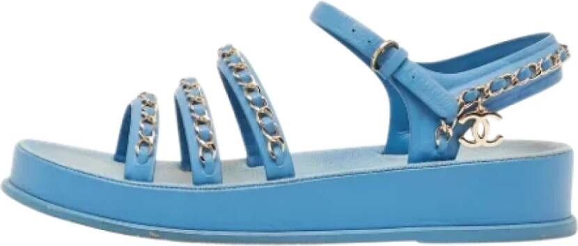 Chanel Vintage Pre-owned Leather sandals Blue Dames