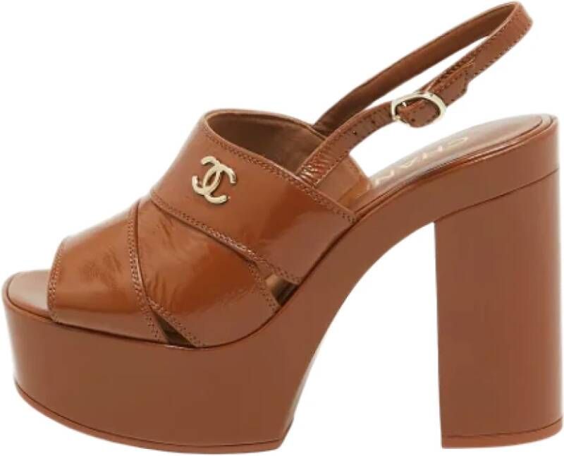 Chanel Vintage Pre-owned Leather sandals Brown Dames