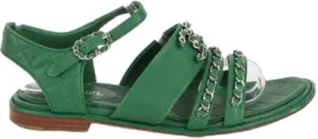 Chanel Vintage Pre-owned Leather sandals Green Dames