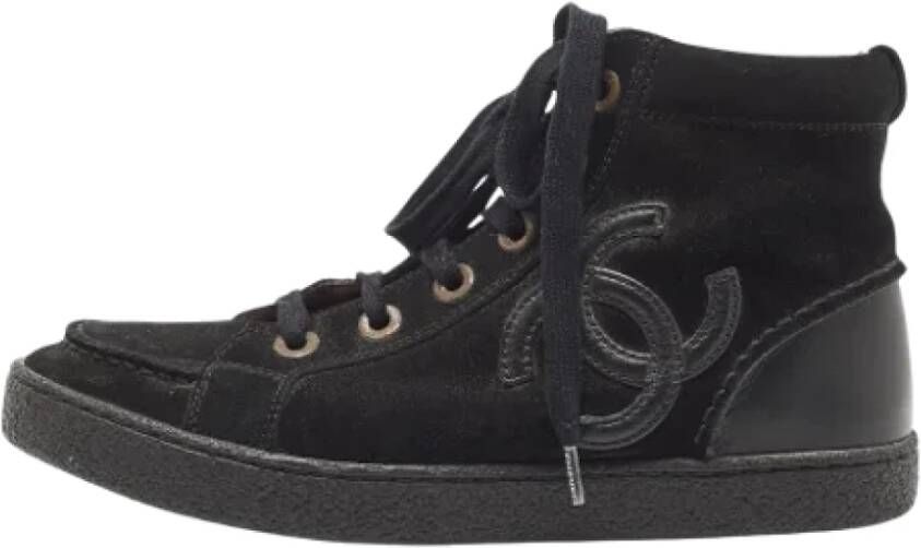 Chanel Vintage Pre-owned Leather sneakers Black Dames