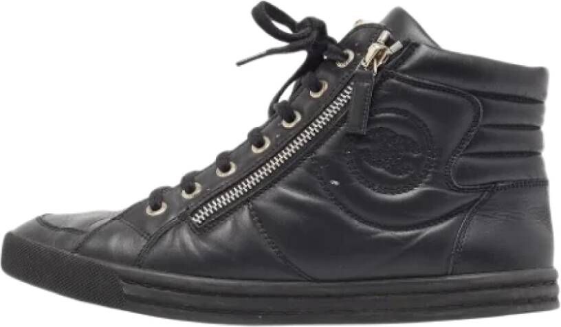 Chanel Vintage Pre-owned Leather sneakers Black Dames