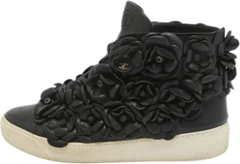 Chanel Vintage Pre-owned Leather sneakers Black Dames