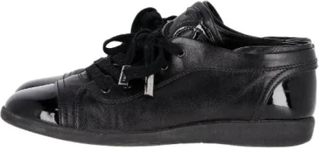 Chanel Vintage Pre owned Leather sneakers Black Dames Schoenen
